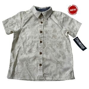 Oshkosh Cream Printed Collared Button Up Shirt Boy's Size 4T NWT | 44-5